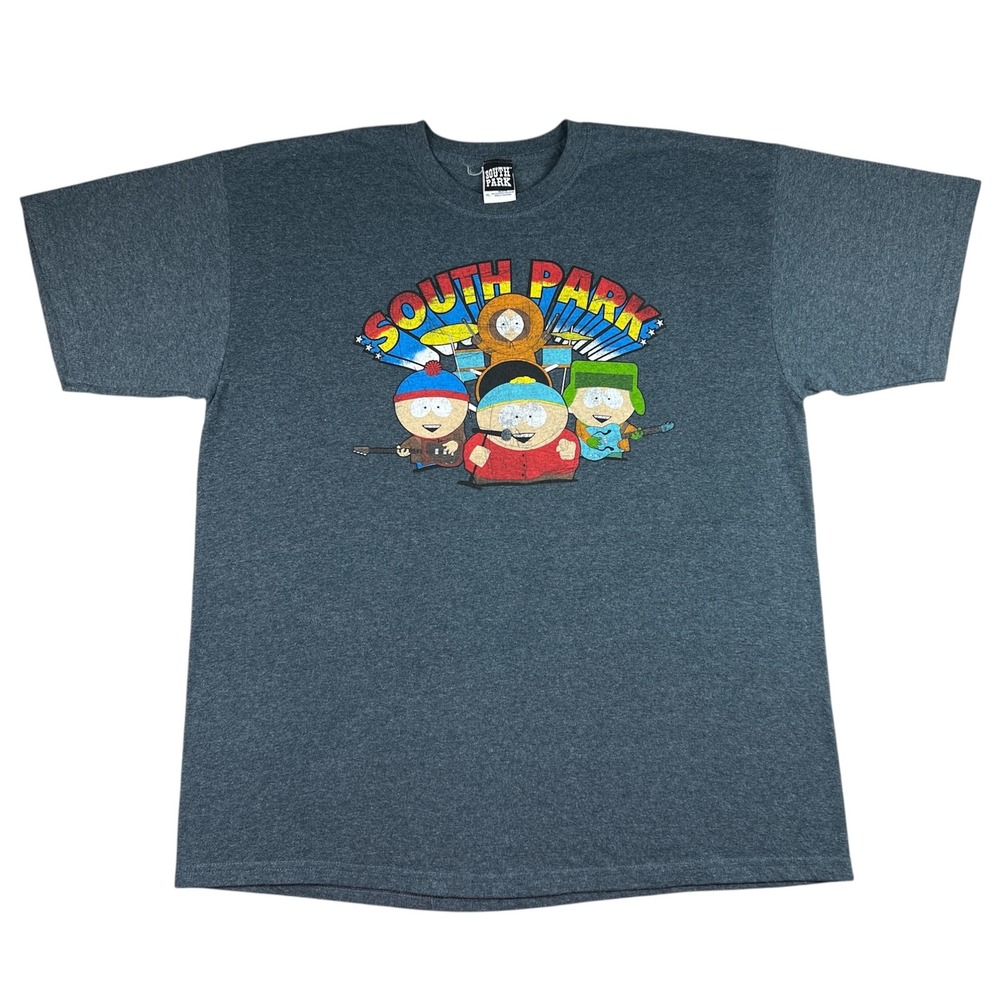 South‎ Park Band T-Shirt XL Gray Comedy Central Cartoon Characters 2000s Y2K
